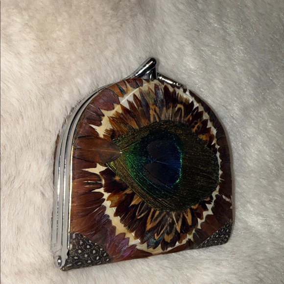 Vintage Kisslock Peacock Feather Change Purse - Picture 3 of 8